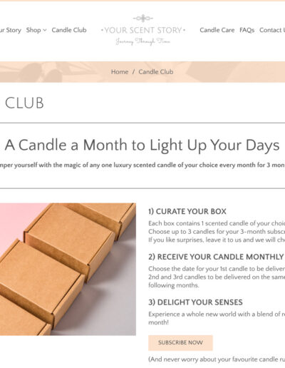 Your Scent Story - Candle Club page