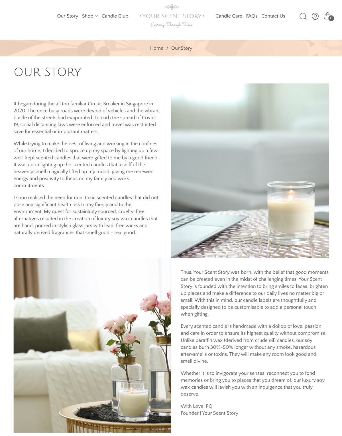 Your Scent Story - Our Story page